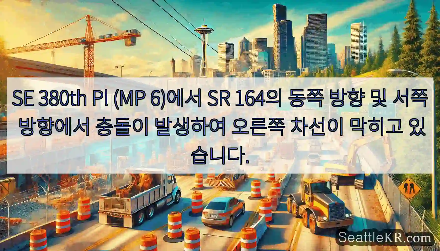 SE 380th Pl (MP 6)에서 SR 164의 동쪽 방향 및 서쪽 방향에서 충돌이