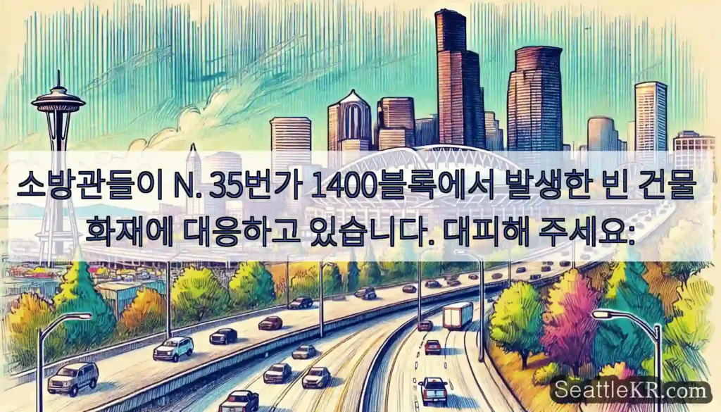소방관들이 N. 35번가 1400블록에서 발생한 빈 건물 화재에 대응하고 있습니다.