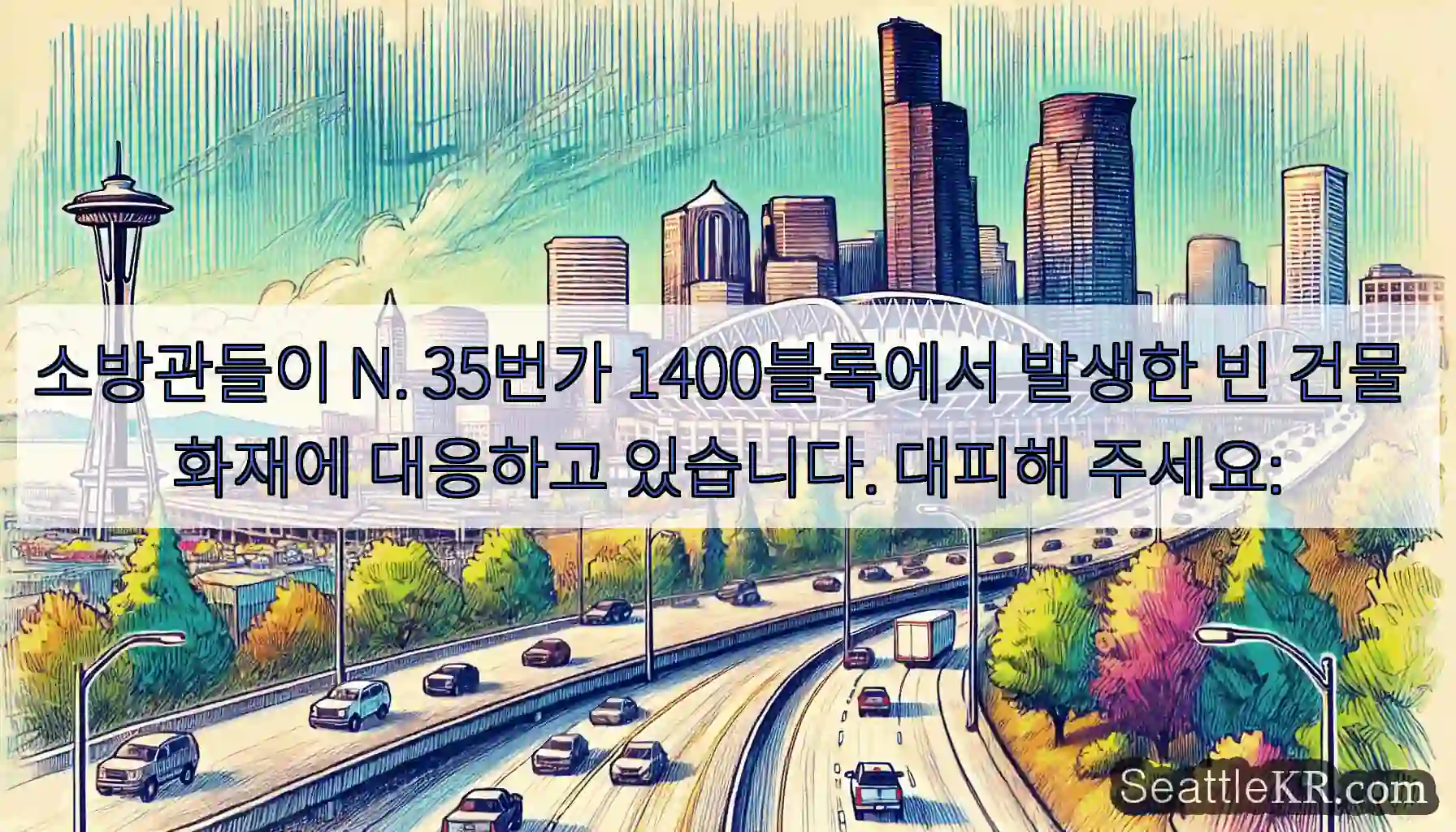 소방관들이 N. 35번가 1400블록에서 발생한 빈 건물 화재에 대응하고 있습니다.