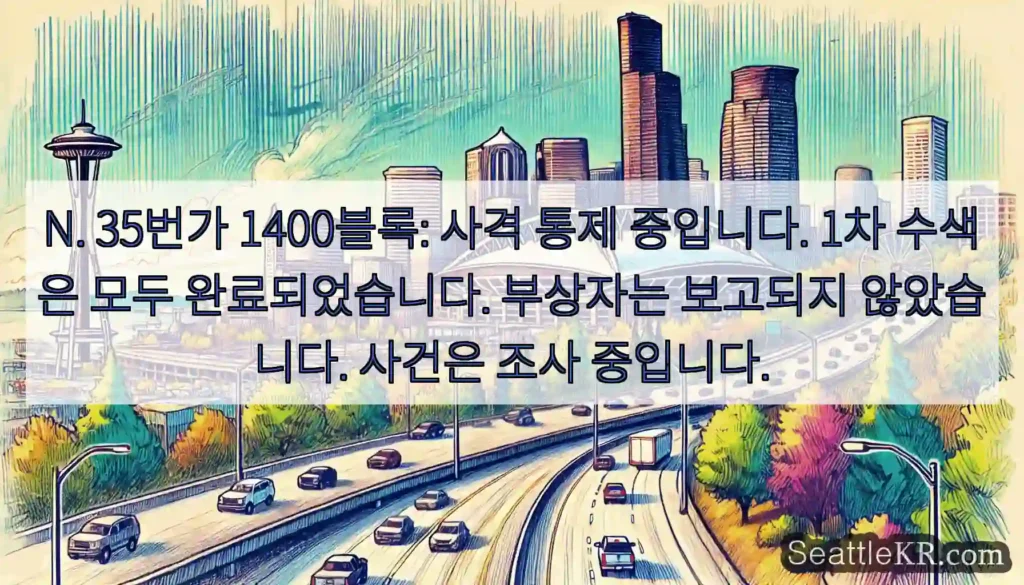 N. 35번가 1400블록: 사격 통제 중입니다. 1차 수색은 모두 완료되었습니다.