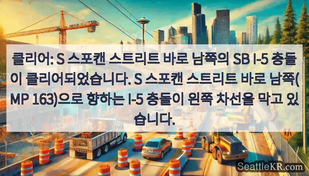 클리어: S 스포캔 스트리트 바로 남쪽의 SB I-5 충돌이 클리어되었습니다. S 스포캔