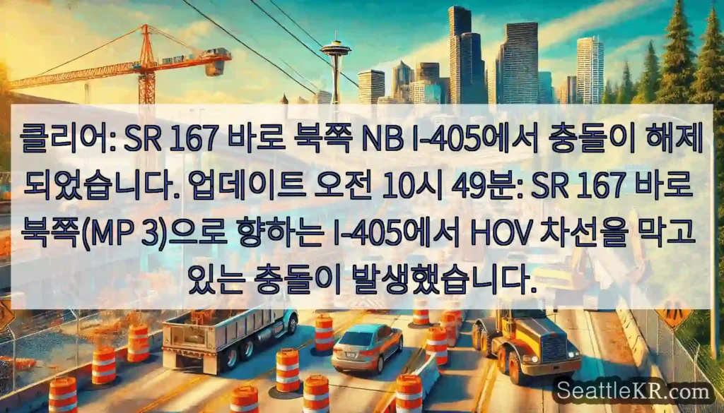 클리어: SR 167 바로 북쪽 NB I-405에서 충돌이 해제되었습니다. 업데이트 오전