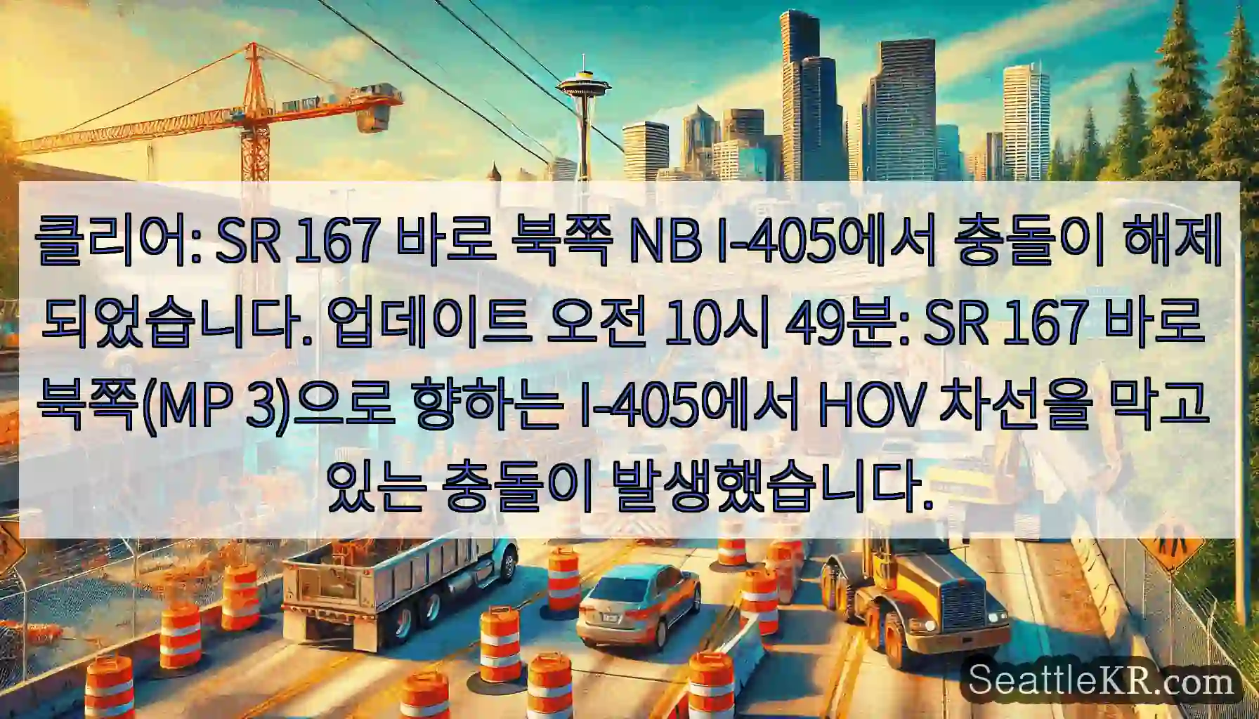 클리어: SR 167 바로 북쪽 NB I-405에서 충돌이 해제되었습니다. 업데이트 오전