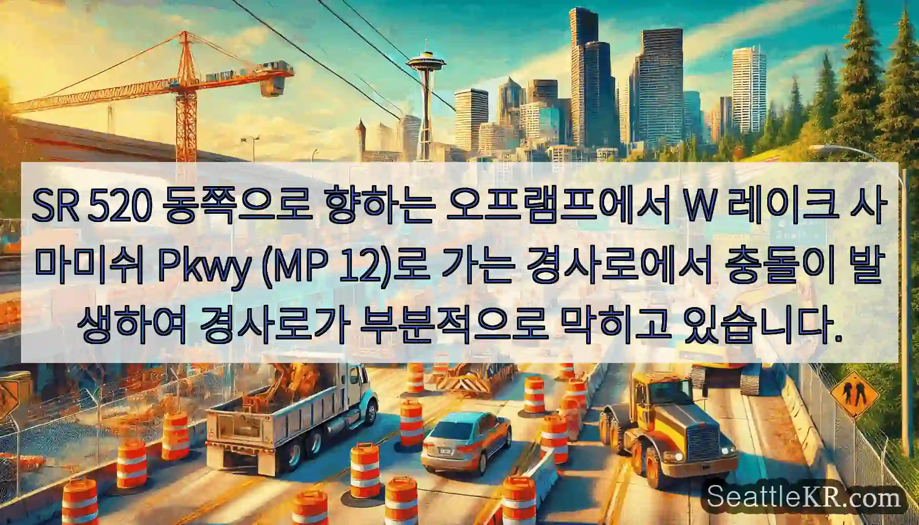 SR 520 동쪽으로 향하는 오프램프에서 W 레이크 사마미쉬 Pkwy (MP 12)로