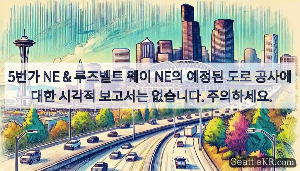 5번가 NE & 루즈벨트 웨이 NE의 예정된 도로 공사에 대한 시각적 보고서는 없습니다.