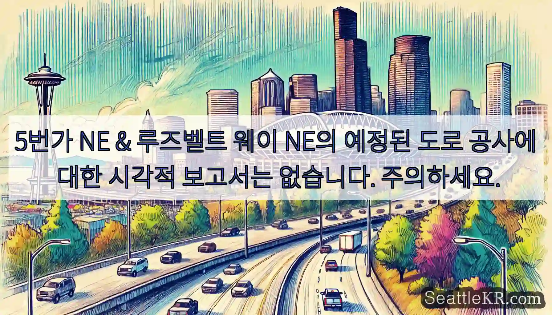 5번가 NE & 루즈벨트 웨이 NE의 예정된 도로 공사에 대한 시각적 보고서는 없습니다.