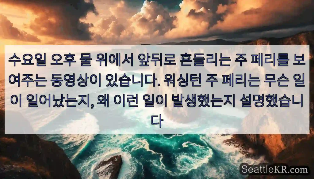 수요일 오후 물 위에서 앞뒤로 흔들리는 주 페리를 보여주는 동영상이 있습니다. 워싱턴 주