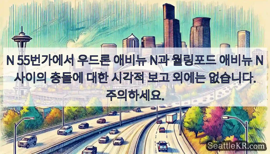 N 55번가에서 우드론 애비뉴 N과 월링포드 애비뉴 N 사이의 충돌에 대한 시각적 보고