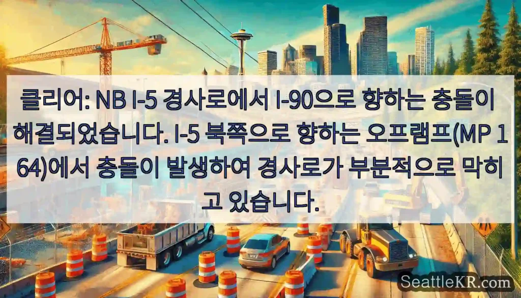 클리어: NB I-5 경사로에서 I-90으로 향하는 충돌이 해결되었습니다. I-5