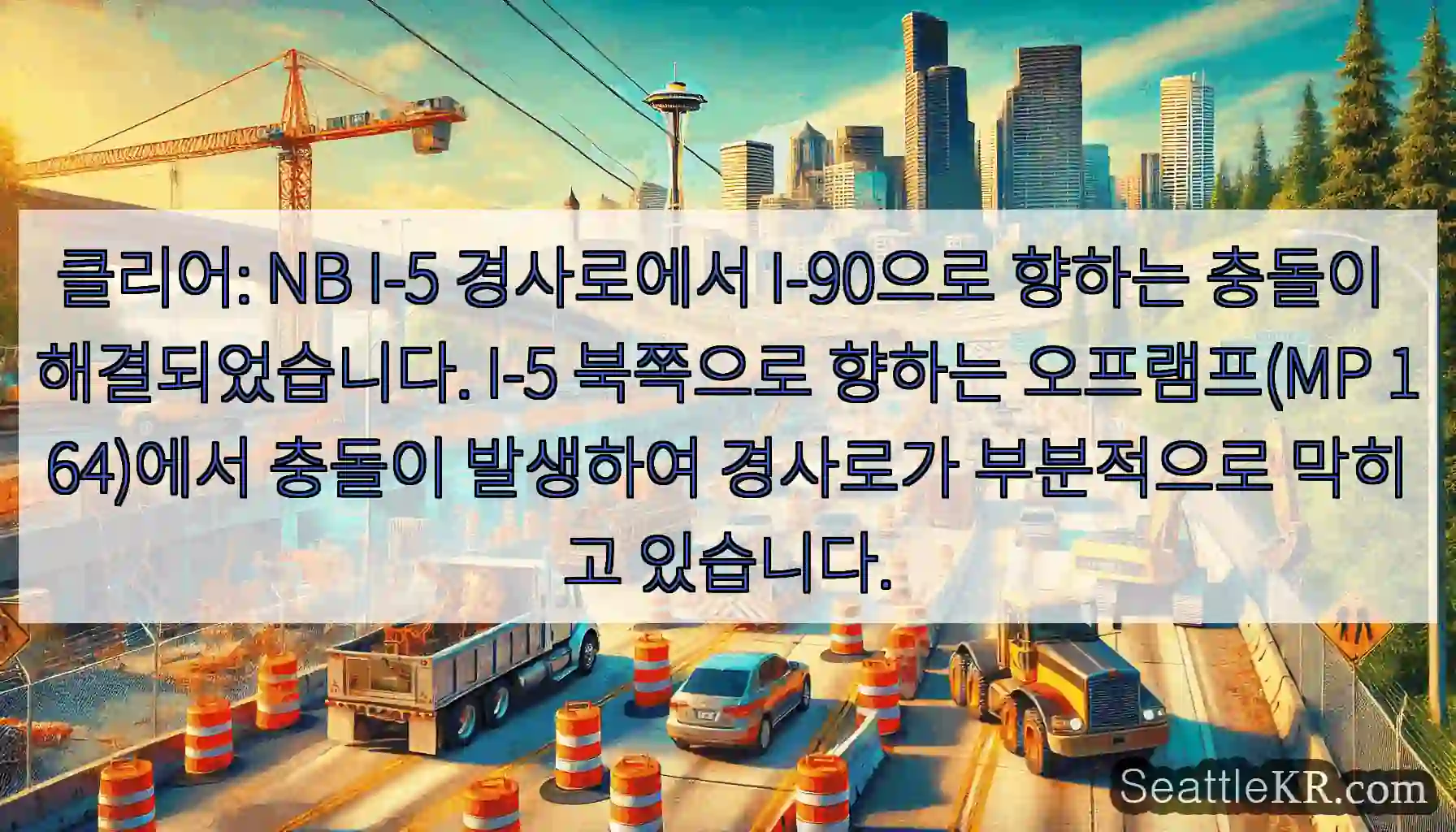 클리어: NB I-5 경사로에서 I-90으로 향하는 충돌이 해결되었습니다. I-5