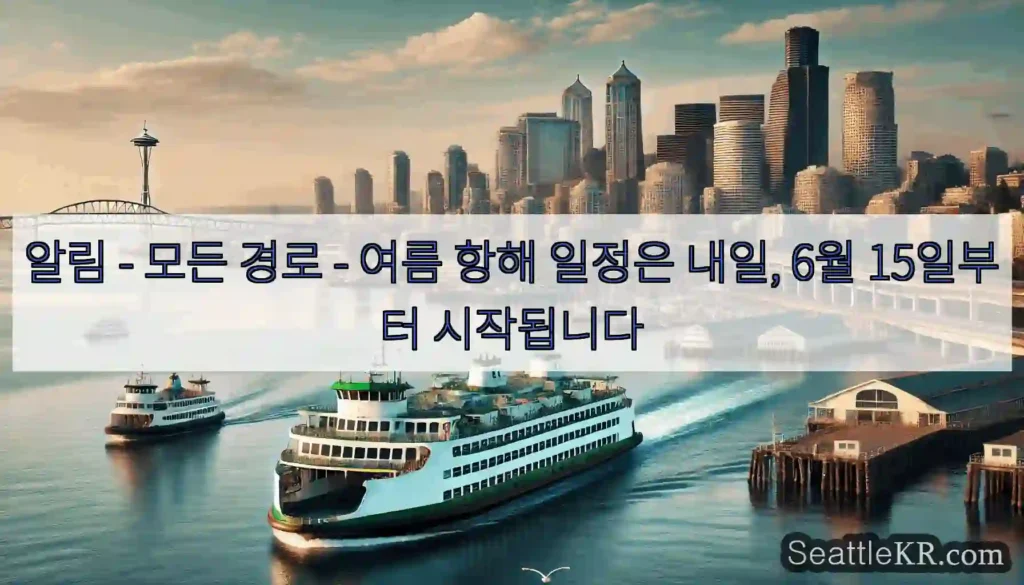 알림 - 모든 경로 - 여름 항해 일정은 내일, 6월 15일부터 시작됩니다
