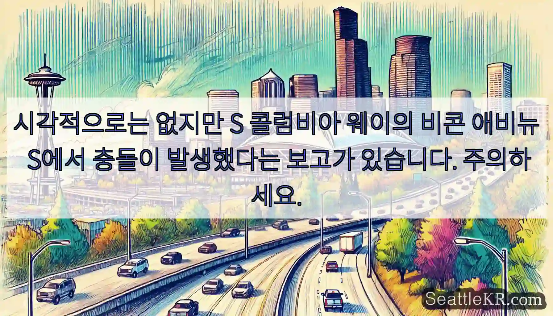시각적으로는 없지만 S 콜럼비아 웨이의 비콘 애비뉴 S에서 충돌이 발생했다는 보고가
