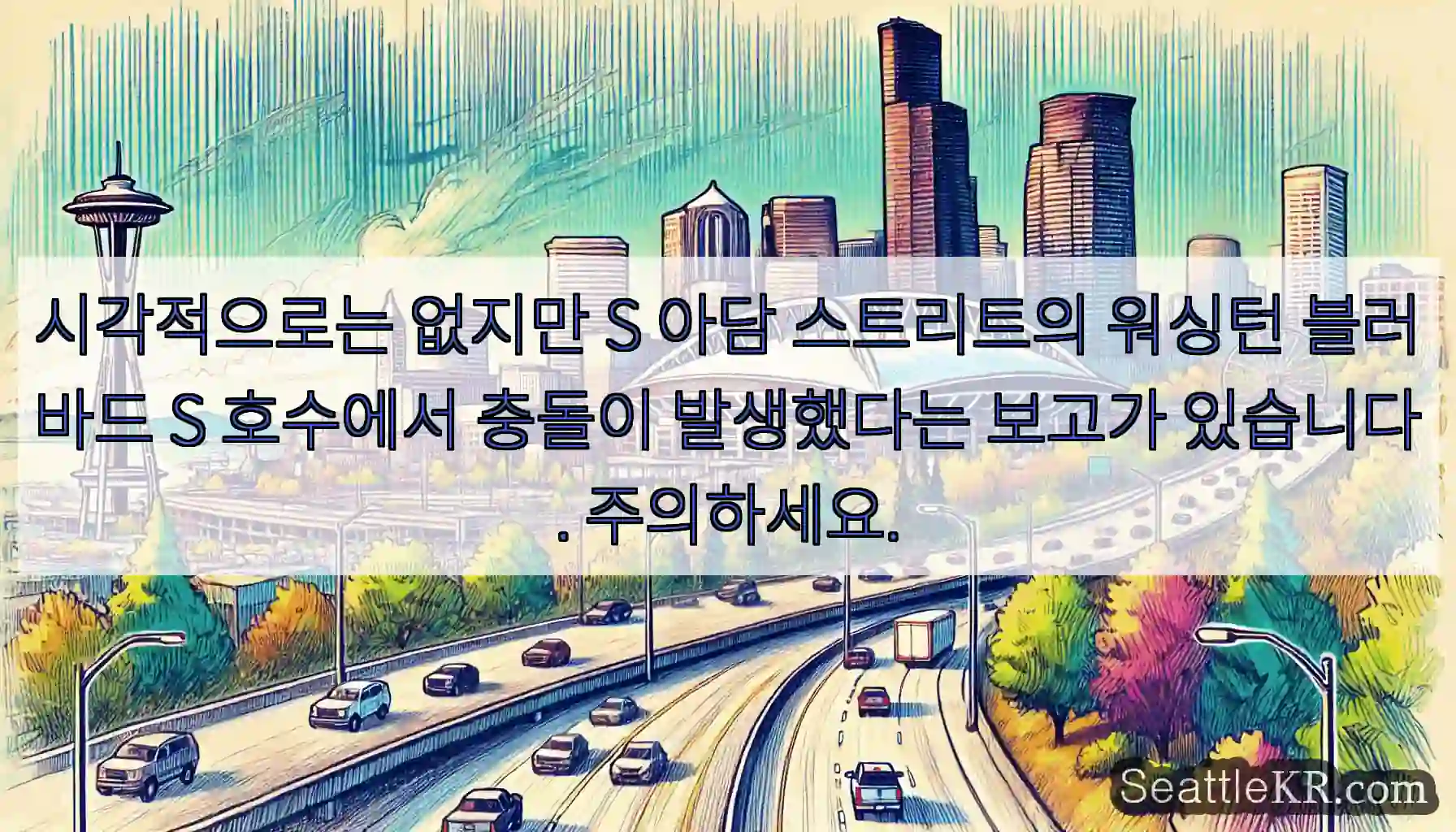 시각적으로는 없지만 S 아담 스트리트의 워싱턴 블러바드 S 호수에서 충돌이 발생했다는