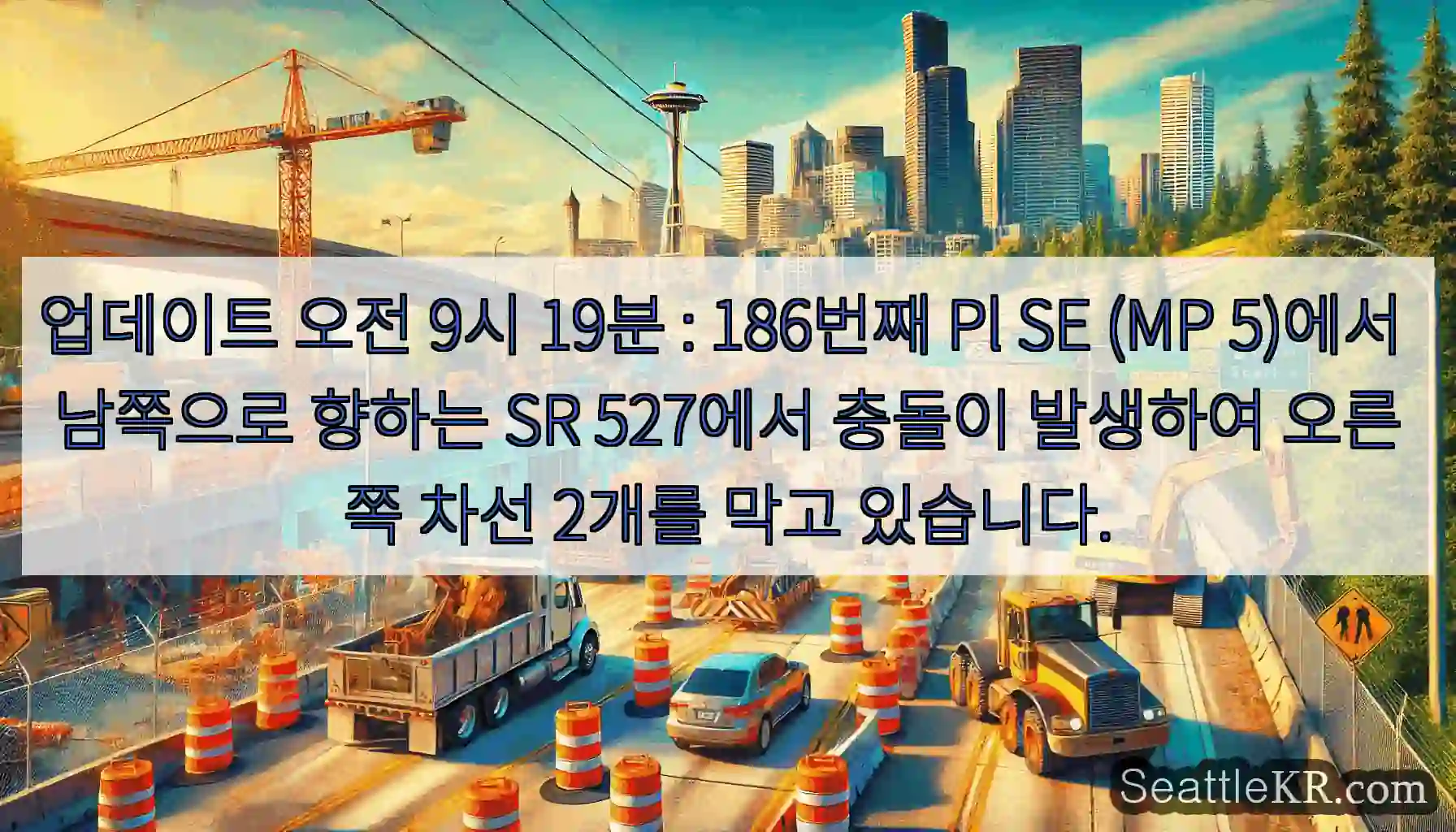 업데이트 오전 9시 19분 : 186번째 Pl SE (MP 5)에서 남쪽으로 향하는 SR