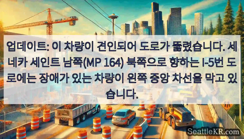 업데이트: 이 차량이 견인되어 도로가 뚫렸습니다. 세네카 세인트 남쪽(MP 164)