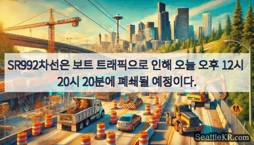 SR992차선은 보트 트래픽으로 인해 오늘 오후 12시 20시 20분에 폐쇄될 예정이다.