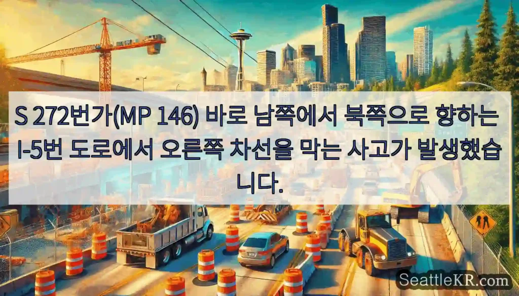 S 272번가(MP 146) 바로 남쪽에서 북쪽으로 향하는 I-5번 도로에서 오른쪽