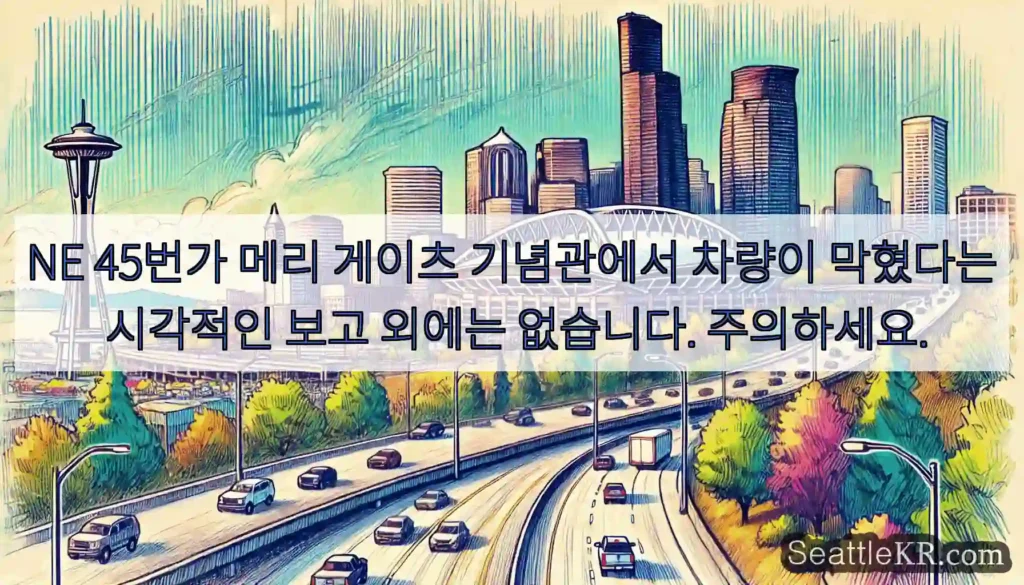 NE 45번가 메리 게이츠 기념관에서 차량이 막혔다는 시각적인 보고 외에는 없습니다.