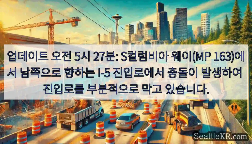 업데이트 오전 5시 27분: S컬럼비아 웨이(MP 163)에서 남쪽으로 향하는 I-5