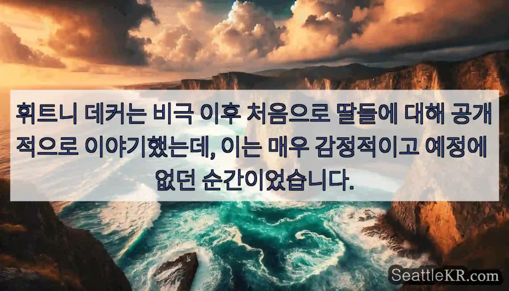 휘트니 데커는 비극 이후 처음으로 딸들에 대해 공개적으로 이야기했는데, 이는 매우