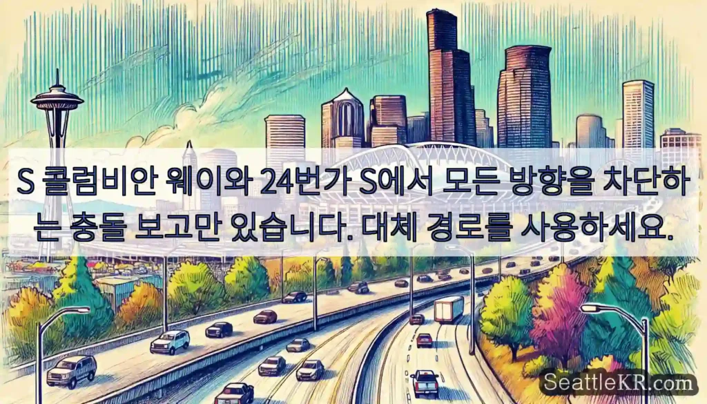 S 콜럼비안 웨이와 24번가 S에서 모든 방향을 차단하는 충돌 보고만 있습니다. 대체