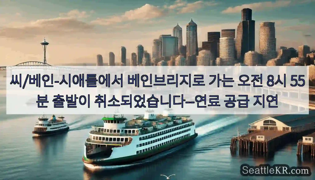 씨/베인-시애틀에서 베인브리지로 가는 오전 8시 55분 출발이 취소되었습니다--연료 공급