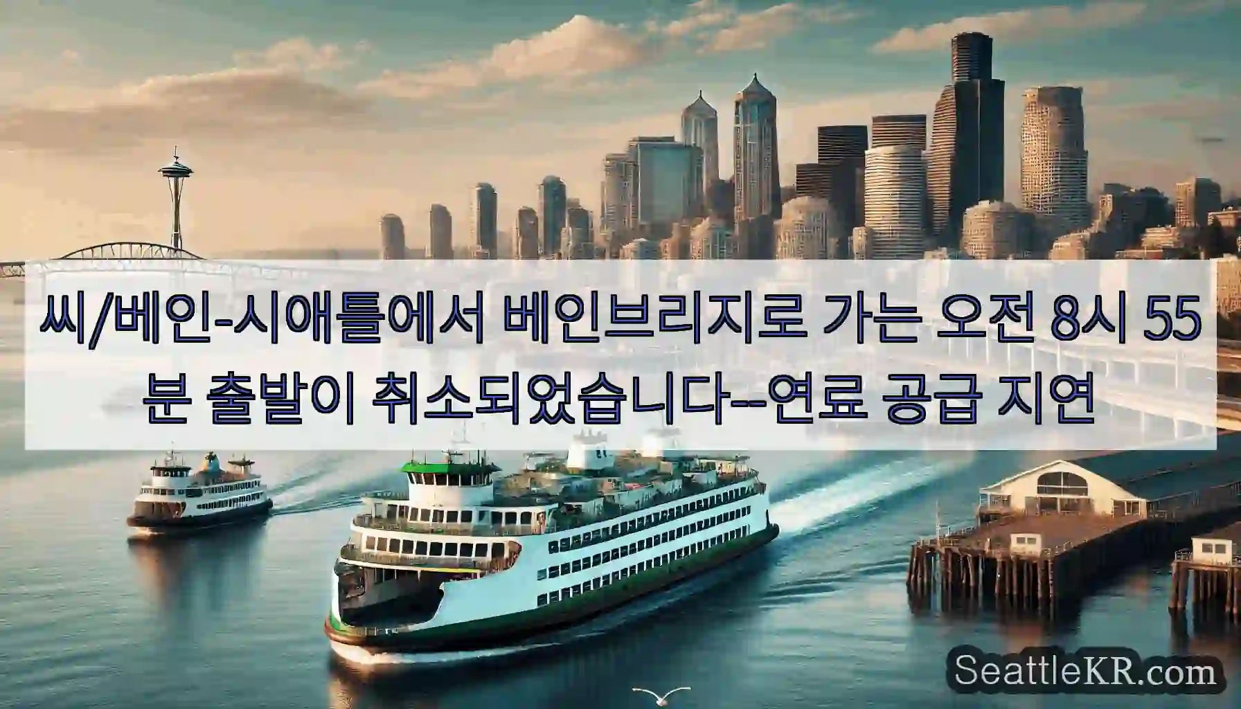 씨/베인-시애틀에서 베인브리지로 가는 오전 8시 55분 출발이 취소되었습니다--연료 공급
