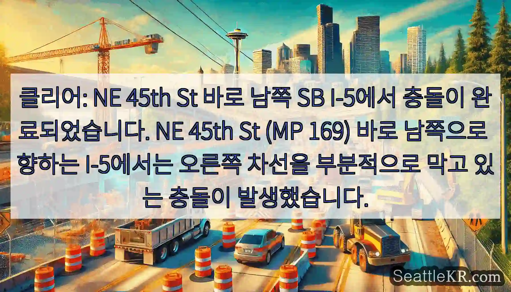 클리어: NE 45th St 바로 남쪽 SB I-5에서 충돌이 완료되었습니다. NE