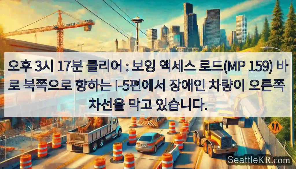 오후 3시 17분 클리어 : 보잉 액세스 로드(MP 159) 바로 북쪽으로 향하는
