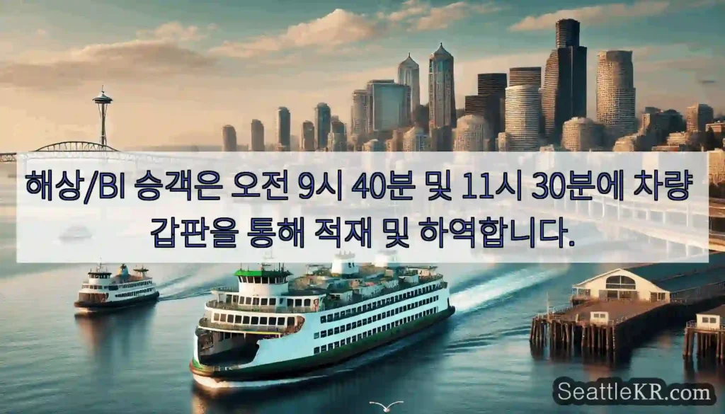해상/BI 승객은 오전 9시 40분 및 11시 30분에 차량 갑판을 통해 적재 및