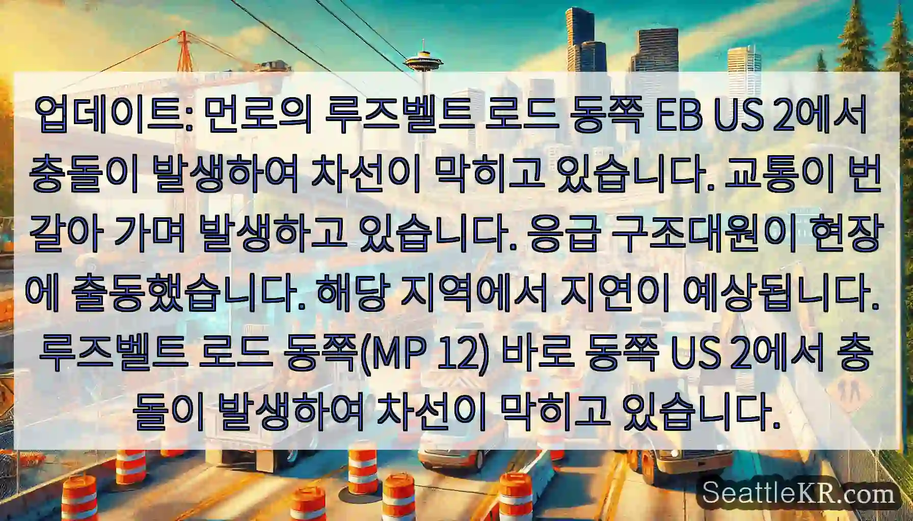 업데이트: 먼로의 루즈벨트 로드 동쪽 EB US 2에서 충돌이 발생하여 차선이 막히고
