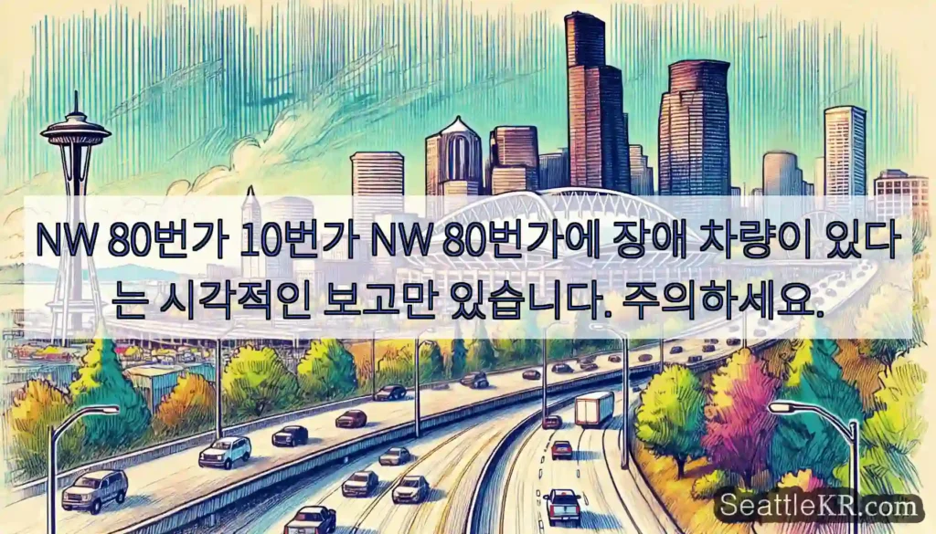 NW 80번가 10번가 NW 80번가에 장애 차량이 있다는 시각적인 보고만 있습니다.
