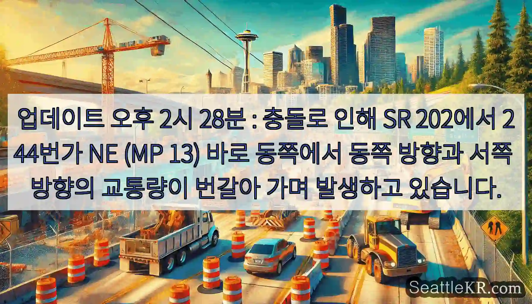 업데이트 오후 2시 28분 : 충돌로 인해 SR 202에서 244번가 NE (MP 13)
