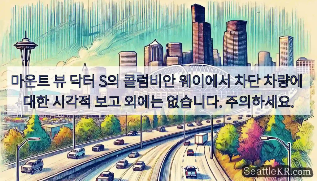 마운트 뷰 닥터 S의 콜럼비안 웨이에서 차단 차량에 대한 시각적 보고 외에는 없습니다.