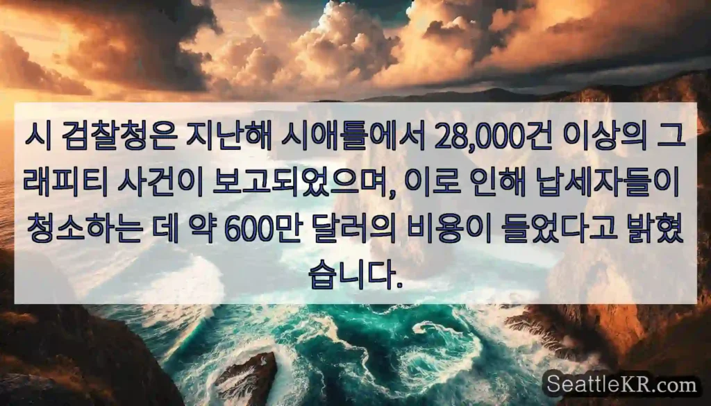 시 검찰청은 지난해 시애틀에서 28,000건 이상의 그래피티 사건이 보고되었으며, 이로