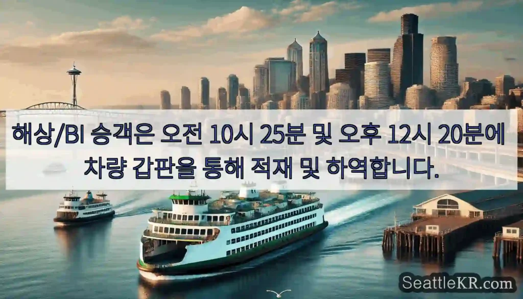 해상/BI 승객은 오전 10시 25분 및 오후 12시 20분에 차량 갑판을 통해 적재 및