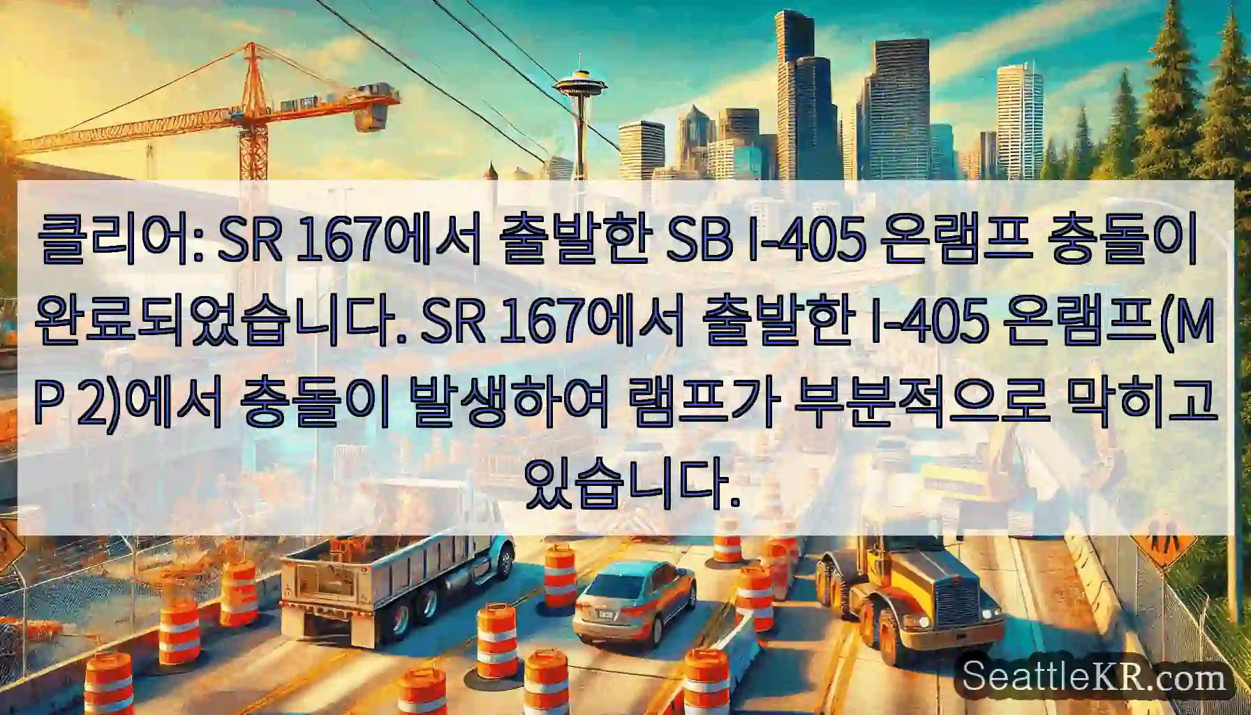 클리어: SR 167에서 출발한 SB I-405 온램프 충돌이 완료되었습니다. SR