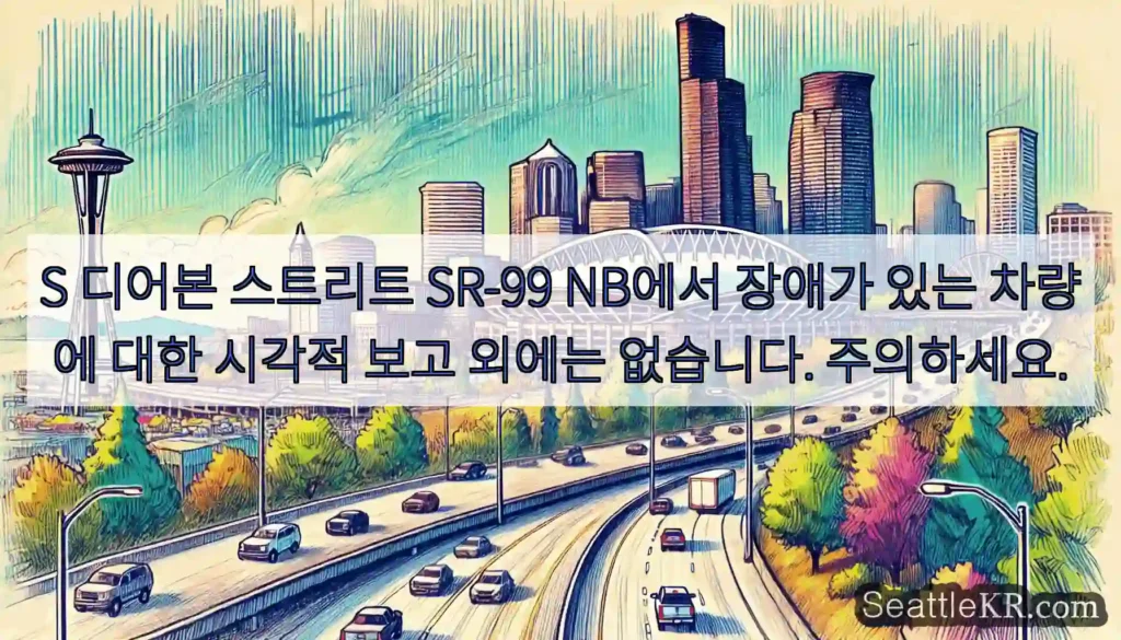 S 디어본 스트리트 SR-99 NB에서 장애가 있는 차량에 대한 시각적 보고 외에는
