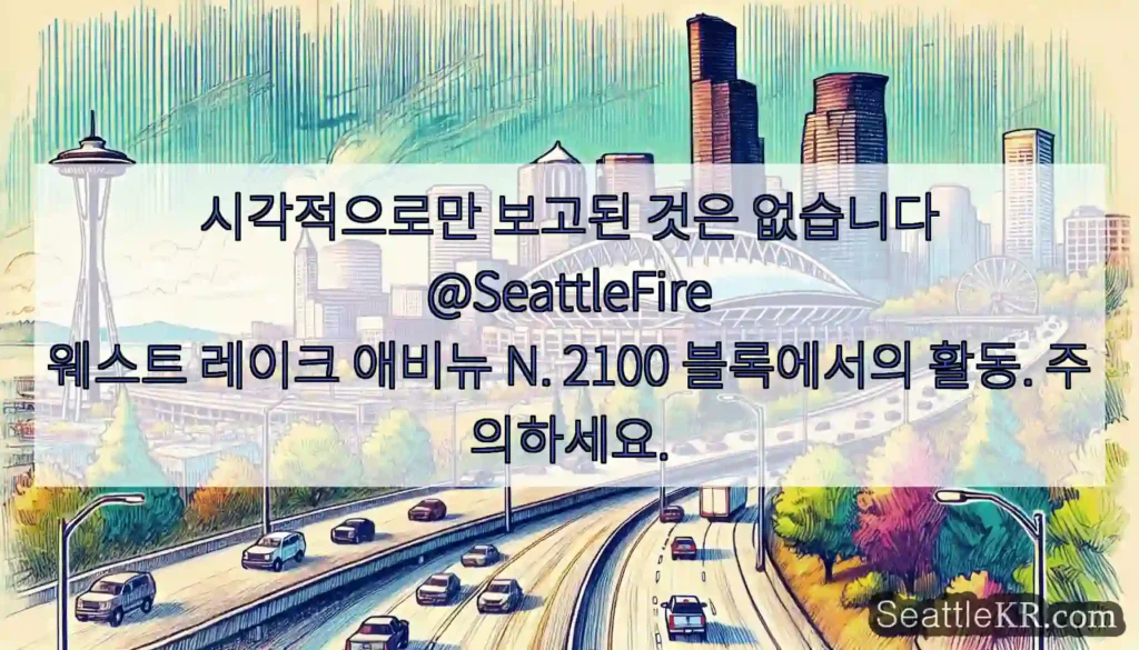 시각적으로만 보고된 것은 없습니다 @SeattleFire 웨스트 레이크 애비뉴 N.