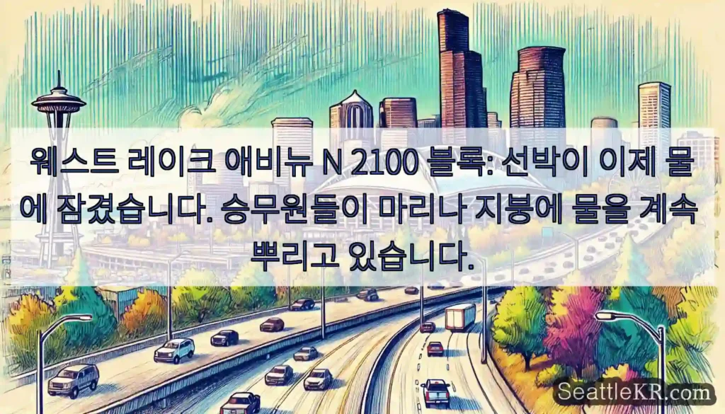 웨스트 레이크 애비뉴 N 2100 블록: 선박이 이제 물에 잠겼습니다. 승무원들이 마리나