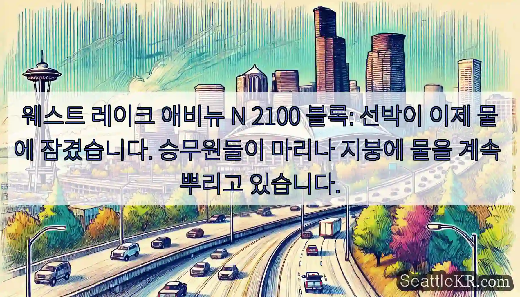 웨스트 레이크 애비뉴 N 2100 블록: 선박이 이제 물에 잠겼습니다. 승무원들이 마리나