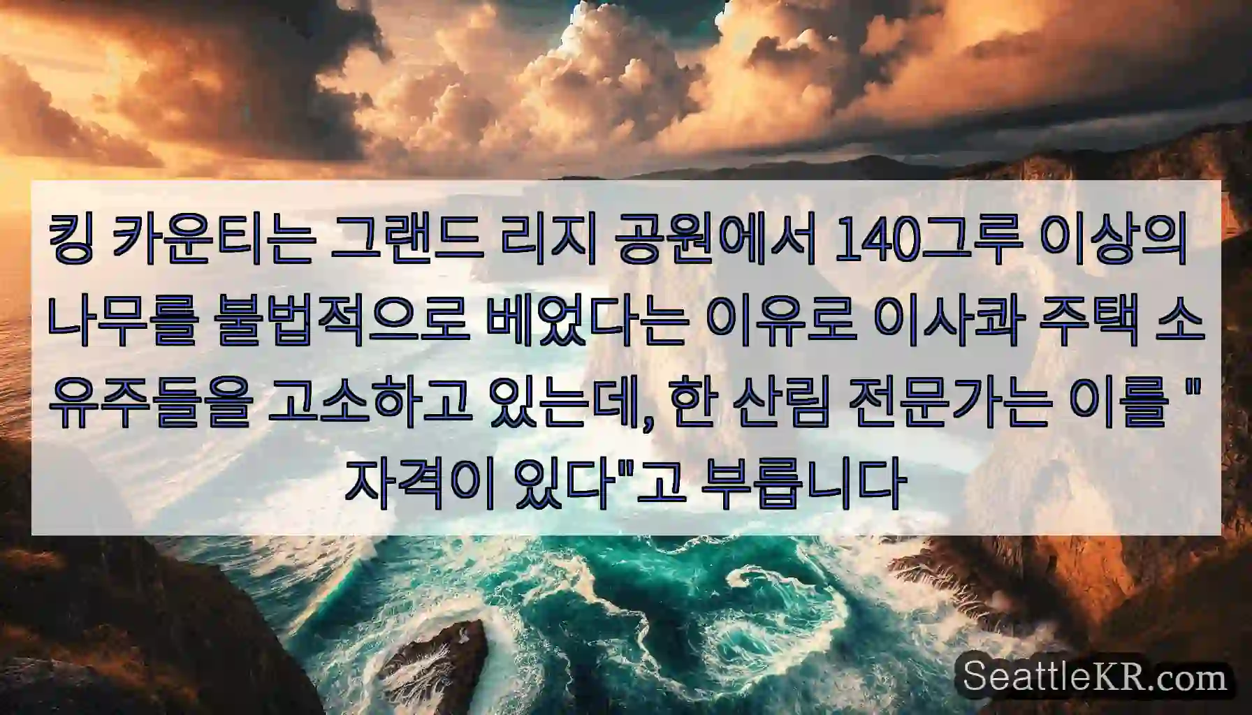 킹 카운티는 그랜드 리지 공원에서 140그루 이상의 나무를 불법적으로 베었다는 이유로