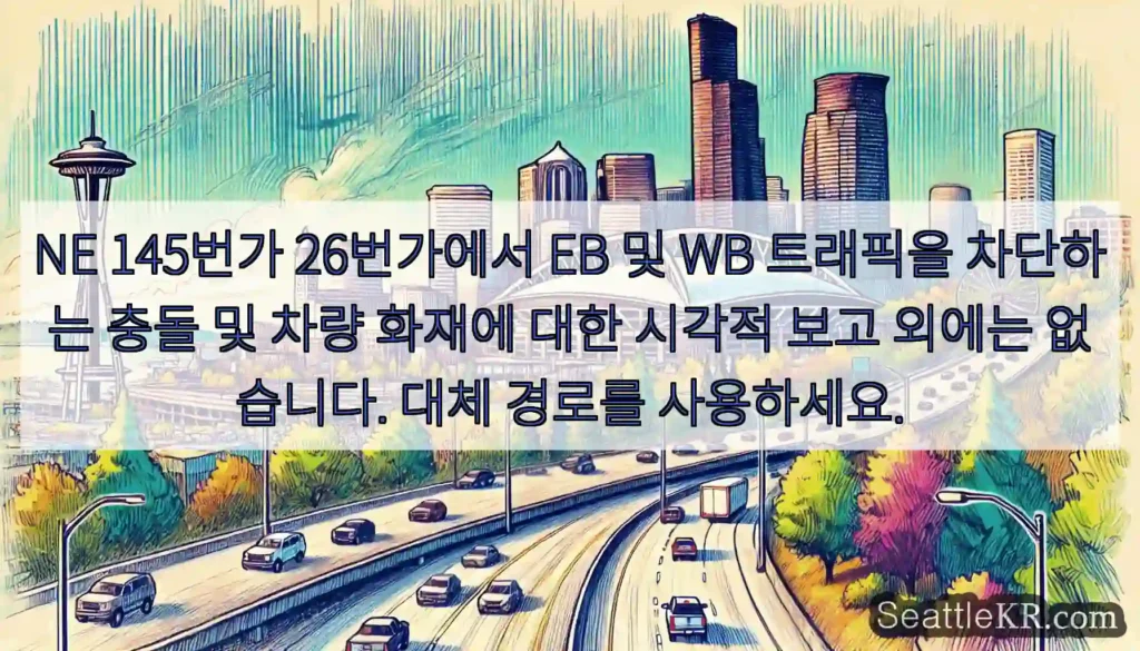 NE 145번가 26번가에서 EB 및 WB 트래픽을 차단하는 충돌 및 차량 화재에 대한