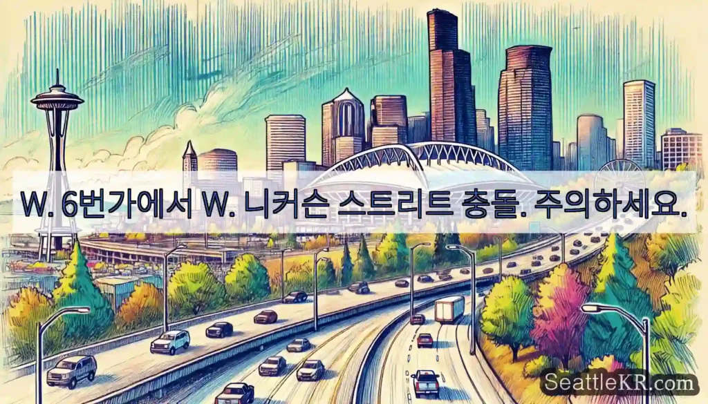 W. 6번가에서 W. 니커슨 스트리트 충돌. 주의하세요.