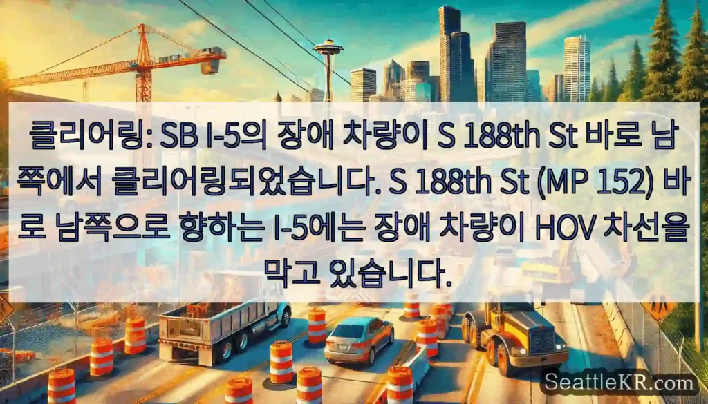 클리어링: SB I-5의 장애 차량이 S 188th St 바로 남쪽에서