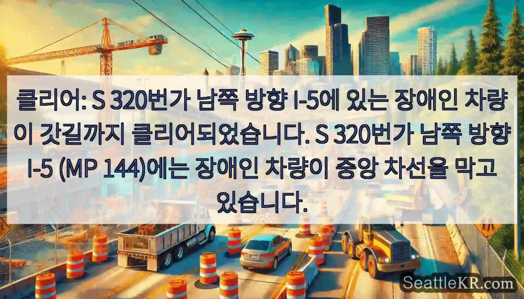 클리어: S 320번가 남쪽 방향 I-5에 있는 장애인 차량이 갓길까지 클리어되었습니다.