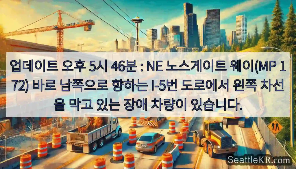 업데이트 오후 5시 46분 : NE 노스게이트 웨이(MP 172) 바로 남쪽으로 향하는