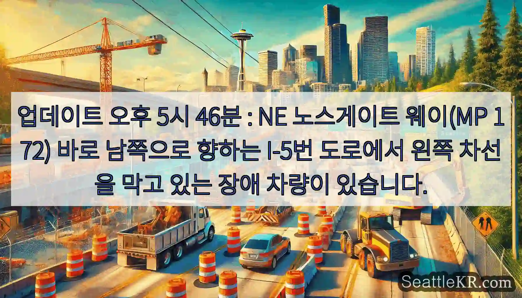 업데이트 오후 5시 46분 : NE 노스게이트 웨이(MP 172) 바로 남쪽으로 향하는