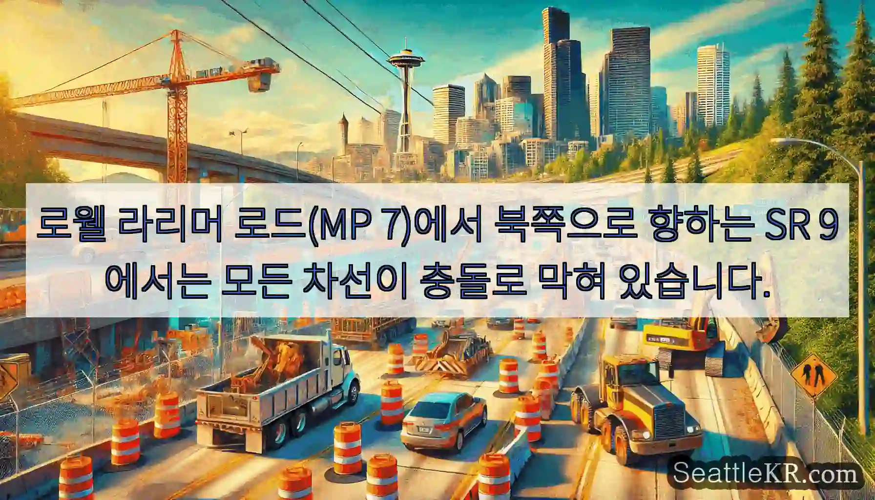 로웰 라리머 로드(MP 7)에서 북쪽으로 향하는 SR 9에서는 모든 차선이 충돌로 막혀