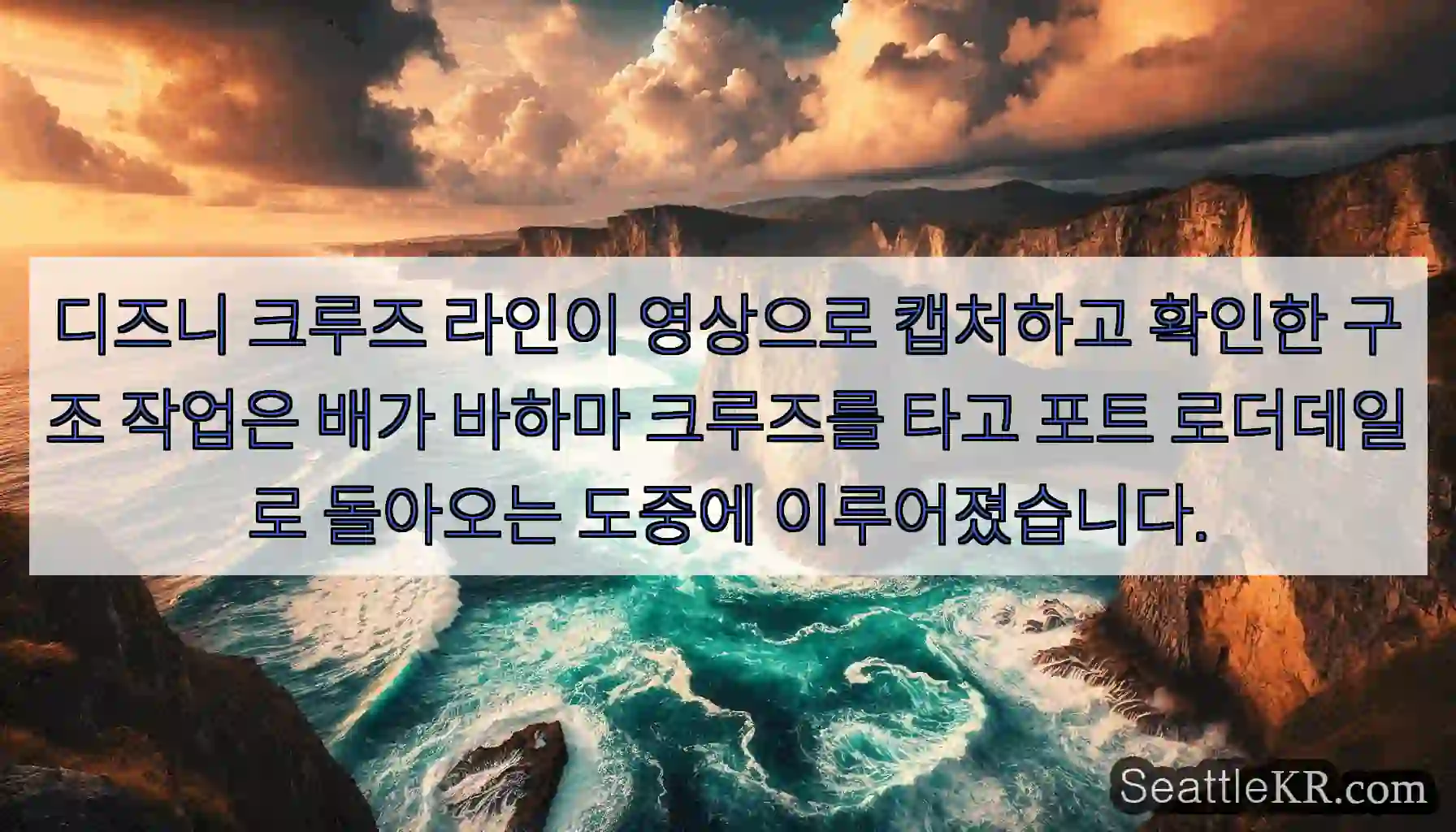 디즈니 크루즈 라인이 영상으로 캡처하고 확인한 구조 작업은 배가 바하마 크루즈를 타고